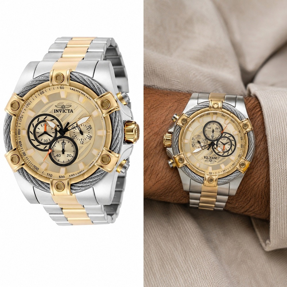 NEW Invicta Bolt Ace Men's‎ Watch - 52mm, Gold, Steel (49747)